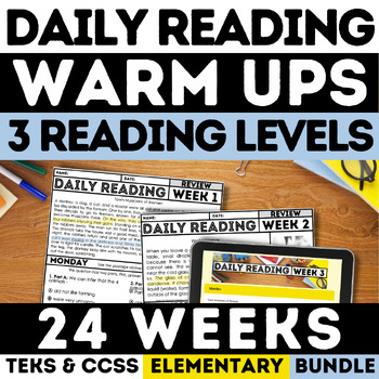 Preview of Daily Reading Comprehension Warm Ups ELA Bell Ringer 3rd 4th 5th Grade STAAR