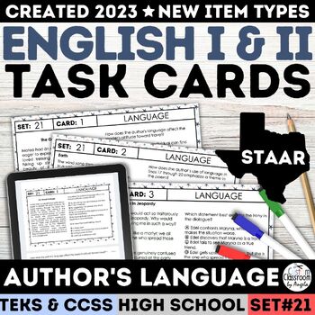Preview of STAAR High School Author's Language Task Cards Figurative Language Short Stories