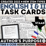 STAAR High School Author's Purpose Task Cards Quiz Passage