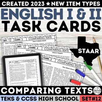 Preview of STAAR High School Compare & Contrast Passages Task Cards Paired Texts