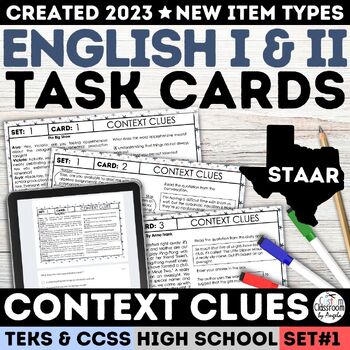 Preview of STAAR Context Clues High School Task Cards Determining Meaning of Unknown Words