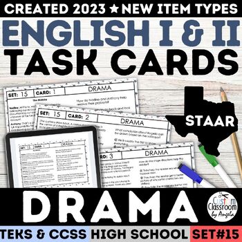 Preview of Elements of Drama with STAAR Questions Task Cards High School