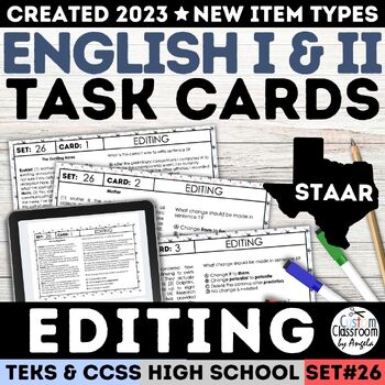 Preview of STAAR High School Editing Practice Task Cards Revising & Editing Stations