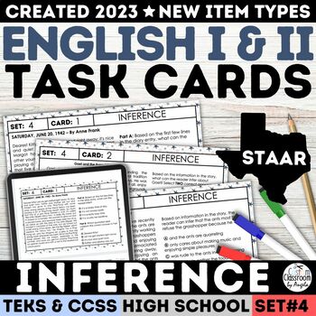 Preview of STAAR High School Making Inferences Task Cards Exit Ticket Quiz Multiple Choice