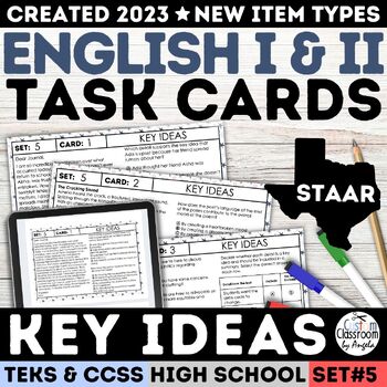 Preview of STAAR High School Key Ideas Task Cards Main Idea Key Details Worksheets