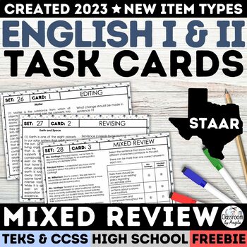 Preview of STAAR High School Reading Comprehension Passage & Questions Task Cards