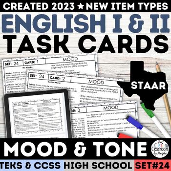 Preview of STAAR High School Tone & Mood Worksheets & Task Cards