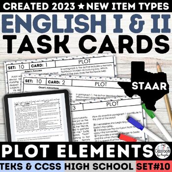 Preview of STAAR High School Plot Elements Passages Task Cards Story Plot & Character
