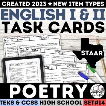 Preview of STAAR High School Poetry Analysis Worksheets & Task Cards Elements of Poetry