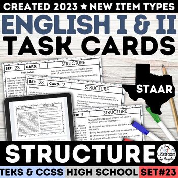 Preview of STAAR Text Structure & Text Features Task Cards Exit Ticket High School