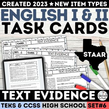 Preview of STAAR High School Finding Text Evidence Task Cards & Worksheets Multiple Choice
