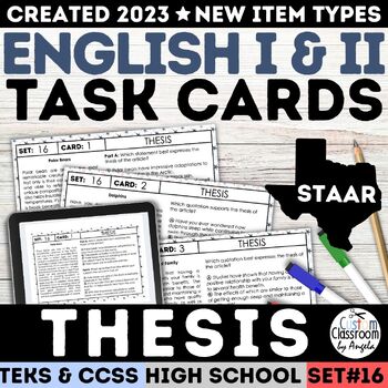 Preview of STAAR High School Thesis Statement Worksheets & Task Cards Controlling Idea