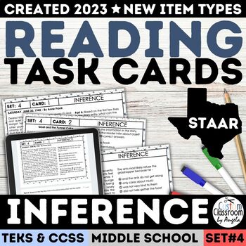 Preview of STAAR 6th 7th 8th Grade Making Inferences Task Cards Middle School Worksheets