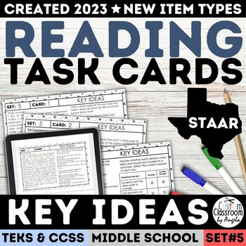Preview of STAAR Key Ideas & Main Idea Key Details Task Cards Worksheets Short Passages