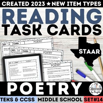 Preview of STAAR Elements of Poetry Task Cards Poetry Analysis Worksheets Multiple Choice