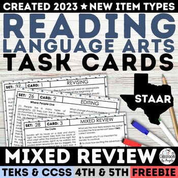 Preview of FREE Sample ELA Small Group Count Down to Reading STAAR Task Cards 4th 5th Grade