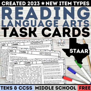 Preview of STAAR Reading Language Arts Passages & Questions Task Cards Countdown To