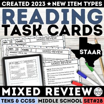 Preview of STAAR Reading Review Task Cards 6th 7th 8th Reading Comprehension Middle School