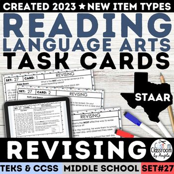 Preview of STAAR Revising & Editing Task Cards Activities Stations Quiz 6th 7th 8th Grade