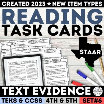 Preview of Citing Text Evidence Worksheet Task Cards Finding Evidence 4th 5th Grade STAAR