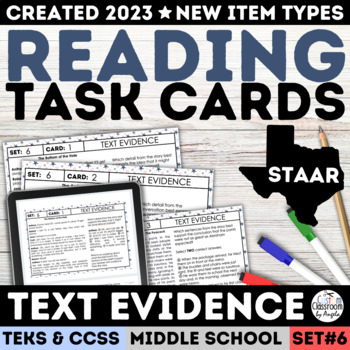 Preview of STAAR Finding Text Evidence Task Cards & Worksheets Passage with Multiple Choice