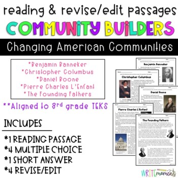 Preview of STAAR 3rd Grade Reading Passages-  Changing Communities Biographies