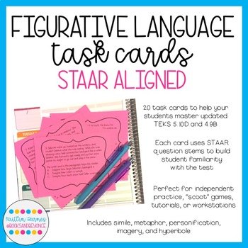Preview of STAAR Aligned Figurative Language Task Cards (Print + Digital versions)