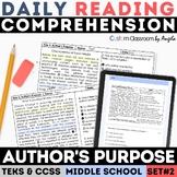 STAAR Author's Purpose Daily Reading Bell Ringers Warm Ups