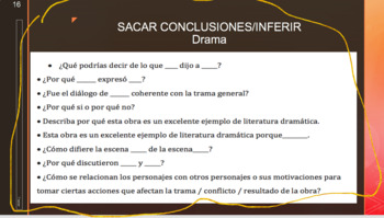 Preview of STAAR DRAMA QUESTIONS FOR INFERENCING AND DRAWING CONCLUSIONS IN SPANISH