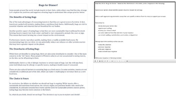 Preview of STAAR ECR Argumentative Essay or Assessment - Bugs for Dinner