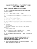 STAAR ELA 2023 Question Stems - Seventh Grade