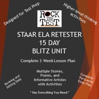 Preview of STAAR ELA Retester Blitz 3 Week Plan
