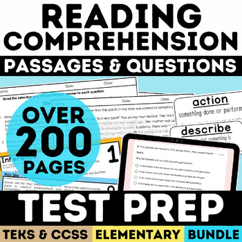 Preview of ELA Test Prep Bundle Reading Paired Passages with Questions STAAR Assessments