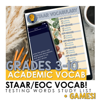 Preview of STAAR/EOC Academic Vocabulary Lists and Games