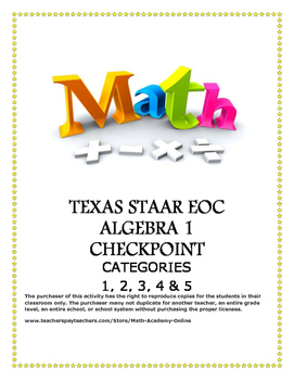 Preview of STAAR EOC Algebra 1 – Reporting Categories 1, 2, 3, 4, & 5 Checkpoint Bundle