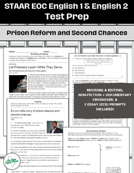 Preview of STAAR EOC English 1/2 - Test Prep - Prison Reform and Second Chances