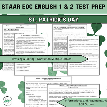 Preview of STAAR EOC English 1/2 Test Prep - Rev & Edit + Nonfiction - St. Patrick's Day