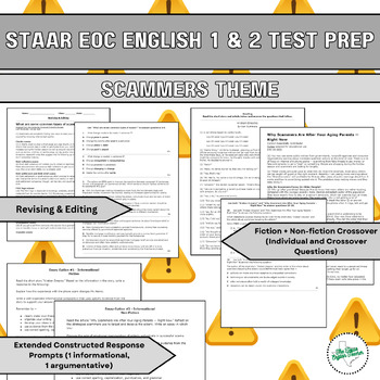 Preview of STAAR EOC English 1/2 Test Prep - Scammers! - Fiction + Nonfiction Crossover