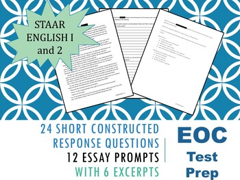 Preview of STAAR EOC Writing Bundle for English 1 and 2: Essays and SCR Questions