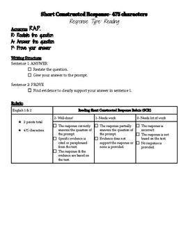 Preview of STAAR EOC Reading Short Constructed Response Practice