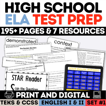 Preview of STAAR Test Prep High School Reading Comprehension Passages Questions Stems Games