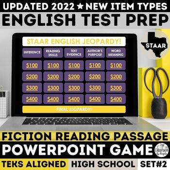 Preview of STAAR English I & II Fiction PowerPoint Jeopardy Game | Reading Comprehension