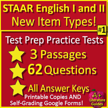 Preview of STAAR 2.0 English I and II Reading Practice Tests Redesign Test Prep EOC