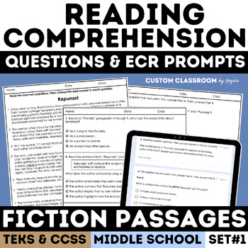 Preview of Fiction Reading Comprehension Practice Assessment STAAR Test Prep Paired Passage