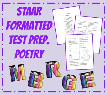 Preview of STAAR Formatted Test Prep. Poetry