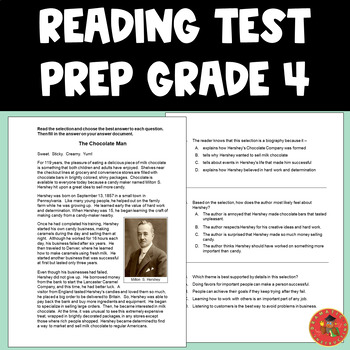 Preview of Reading Test Practice for Commonly Tested Skills Grade 4