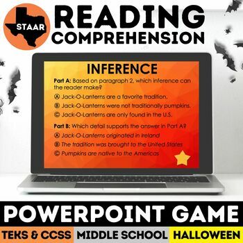 Preview of STAAR Halloween Non-Fiction Reading Comprehension PowerPoint Game