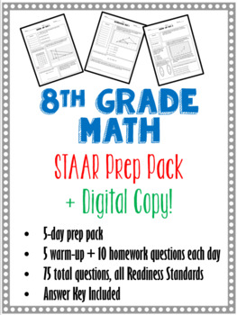 Preview of STAAR Math - 8th Grade Test Prep Packet *Includes Digital Copy*