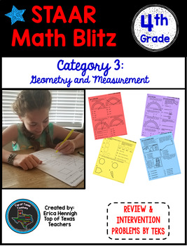 Preview of STAAR Math Blitz Reporting Category #3: Geometry and Measurement 4th Grade TEKS