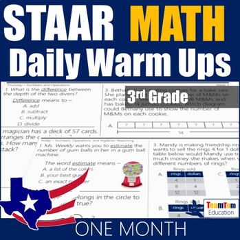 Preview of STAAR Math Daily Warm Ups Grade 3 Set #1